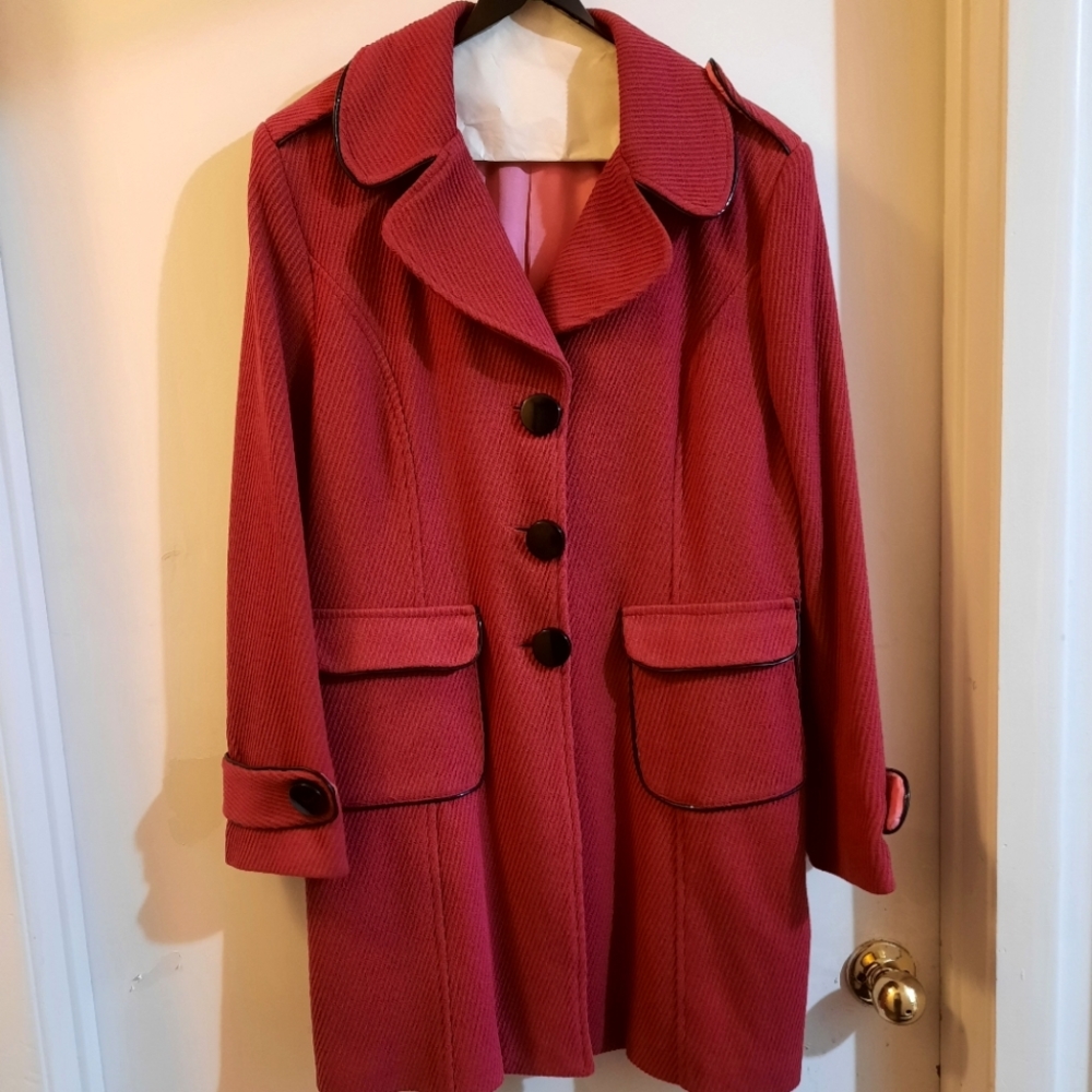 Mariely Paris Fuschia Raspberry A-Line Coat